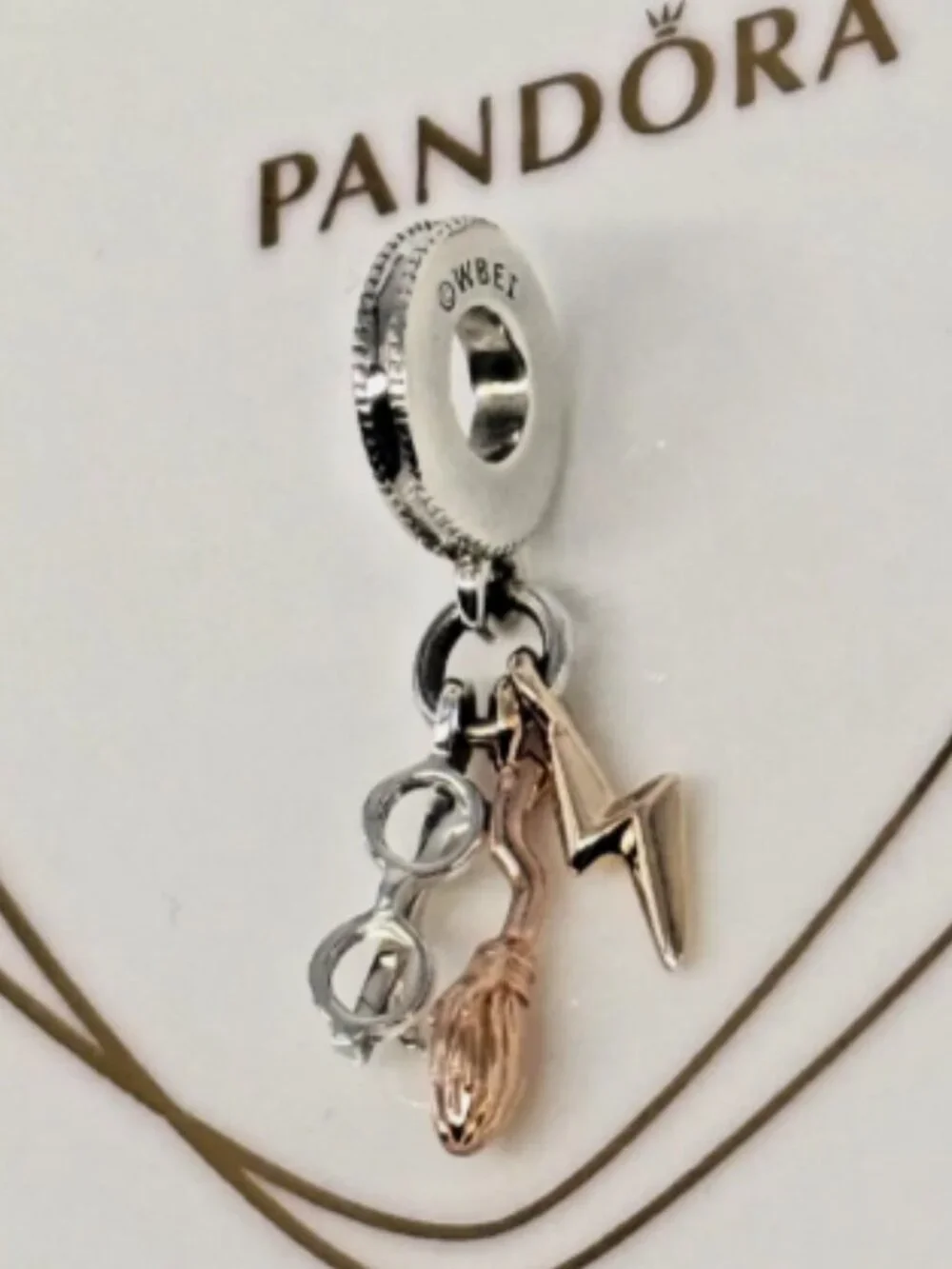 New Pandora S925 ALE Harry Potter Glasses Nimbus 2000 & Lightning Bolt Charm